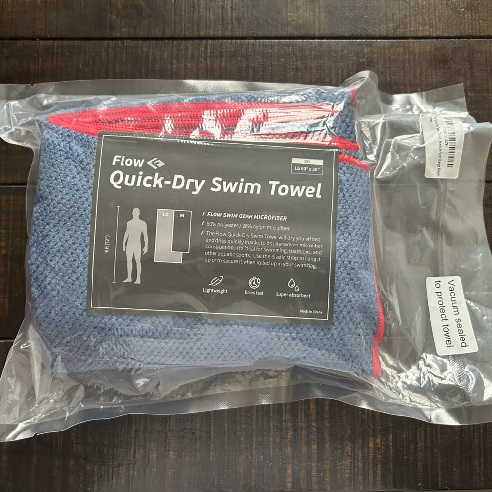 NEW-NWT Flow Microfiber Quick Dry Swim Towel - Navy Blue Size Medium